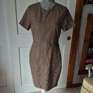 Banana Republic Brown Houndstooth Mini Dress NWOT